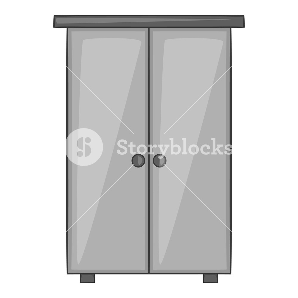 1000x1000 Wardrobe Icon Gray Monochrome Illustration Of Wardrobe Vector