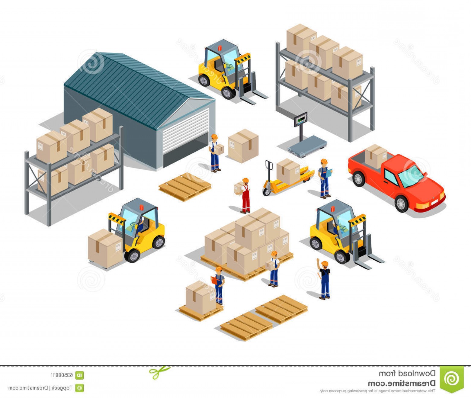 1560x1318 Stock Illustration Icon D Isometric Process Warehouse Interior