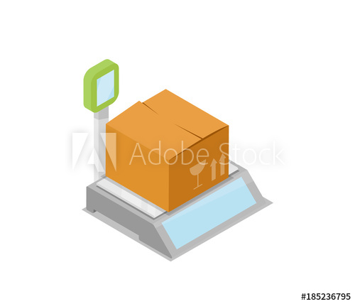 500x428 Electronic Scales With Cardboard Box Isometric Icon Warehouse