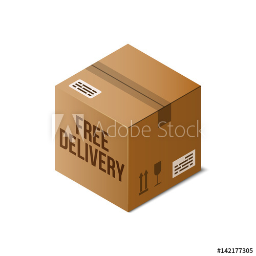 500x500 Free Delivery Icon Isometric Cardboard Box Sealed With Tape