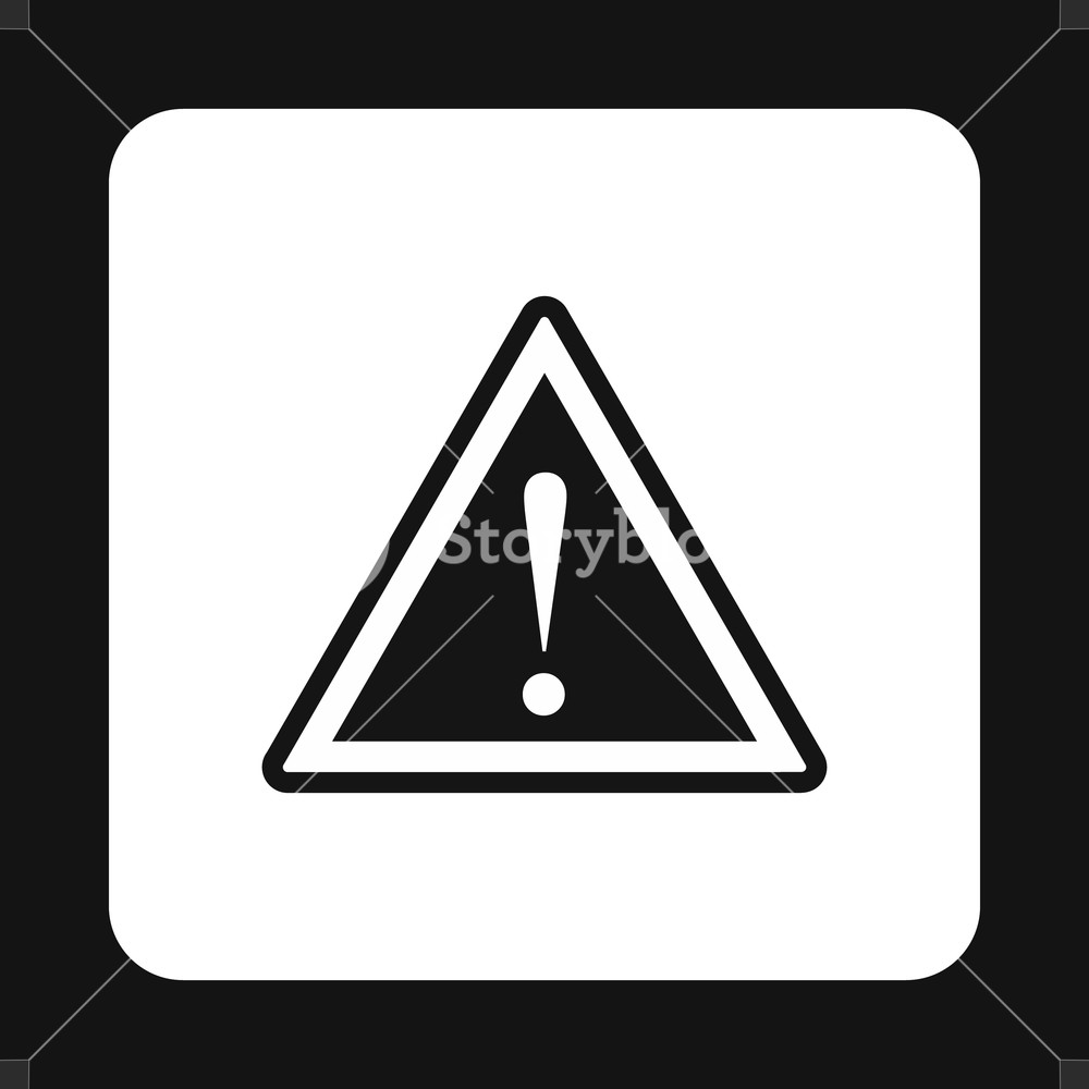 1000x1000 Road Sign Warning Icon In Simple Style Isolated On White