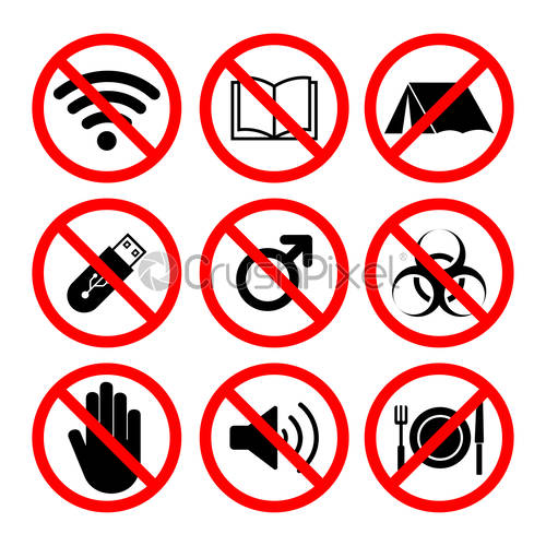500x500 Prohibition Signs And Various Warning Sign Icon Symbol Sign