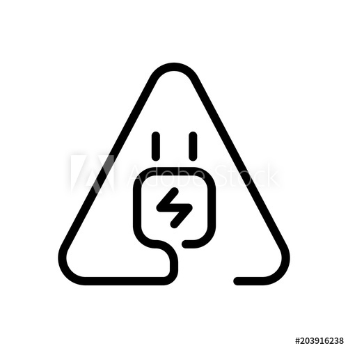 500x500 Electric Power Plug In Warning Triangle Simple Linear Icon