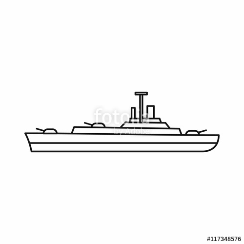 Warship Icon In Outline Style Isolated On White Background 500x500 Warship Icon In Outline Style Isolated On White Background