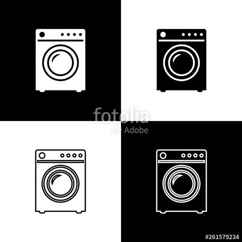 Set Washer Icons Isolated On Black And White Background Washing 500x500 Set Washer Icons Isolated On Black And White Background Washing