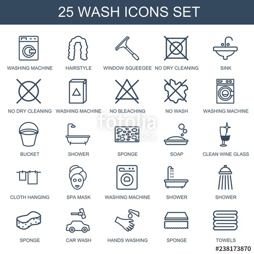 500x500 Wash Icons Trendy Wash Icons White Background Included