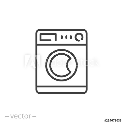 500x500 Washing Machine Icon, Wash Linear Sign Isolated On White
