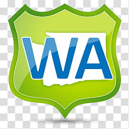 256x256 Us State Icons, Washington, Green And Blue Wa Text Icon