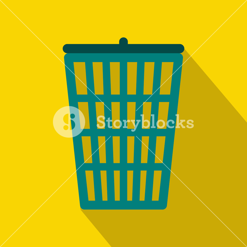 1000x1000 Trash Basket Icon In Flat Style With Long Shadow Waste