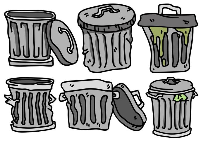 687x490 Vector Set Of Waste Basket Flat Icons