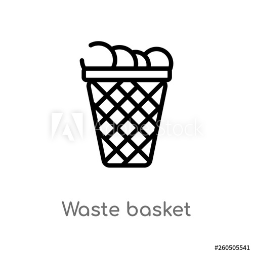 500x500 Outline Waste Basket Vector Icon Isolated Black Simple Line