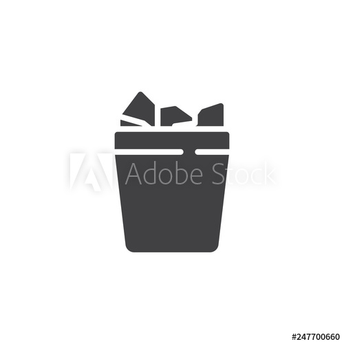 500x500 Trash Bin Basket Vector Icon Filled Flat Sign For Mobile Concept