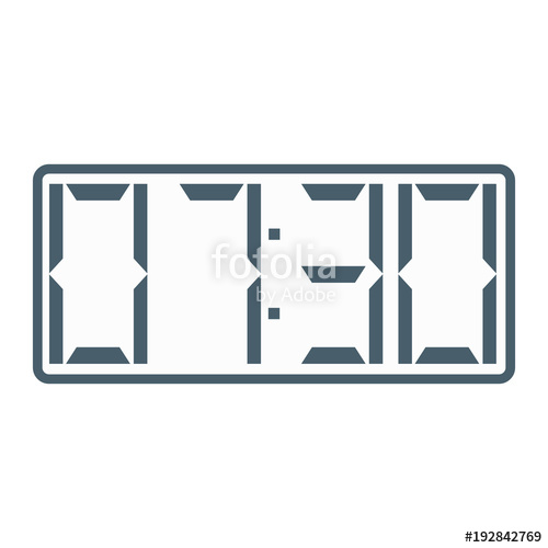 500x500 Vector Illustration, Icon Hours And Time Electronic Watch Face