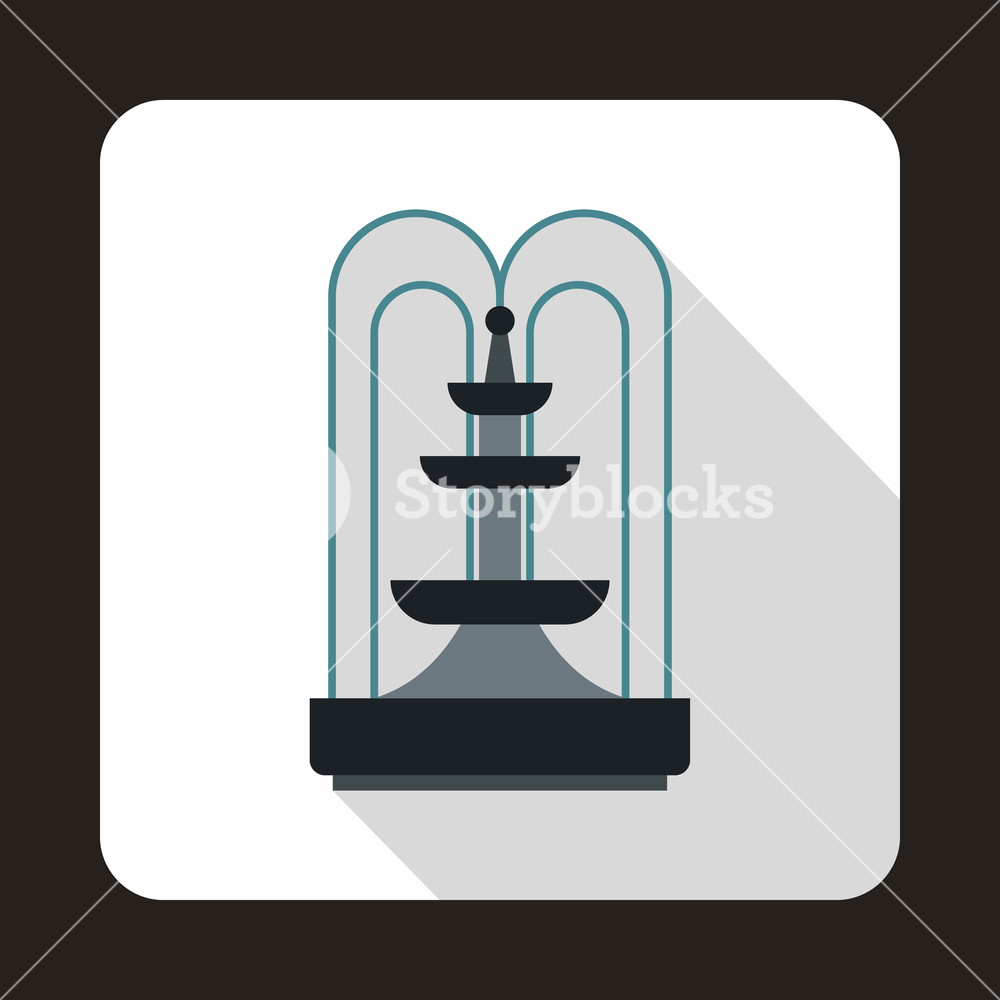 1000x1000 Fountan In Flat Style With Long Shadow Water Source Symbol