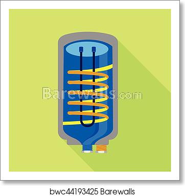362x382 Water Heater Icon, Flat Style, Art Print Barewalls Posters