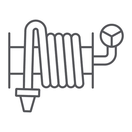 450x450 Fire Hose Thin Line Icon, Equipment And Water, Hose Reel Sign