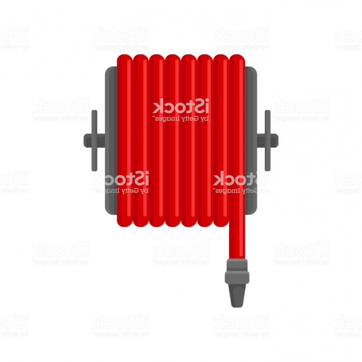 1228x1228 Flat Vector Icon Of Red Water Hose For Fire Fighting Flame