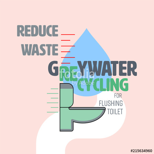 Greywater Recycling Typographic Design With Flush Toilet And Water 500x500 Greywater Recycling Typographic Design With Flush Toilet And Water