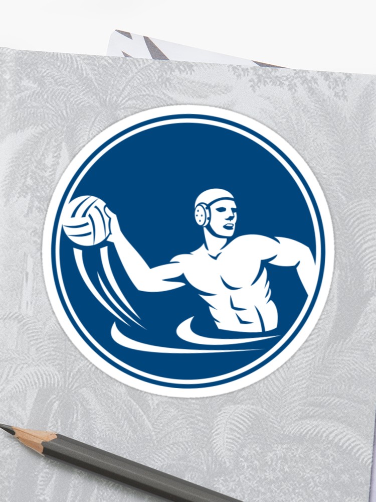 Water Polo Player Throw Ball Circle Icon Sticker 750x1000 Water Polo Player Throw Ball Circle Icon Sticker