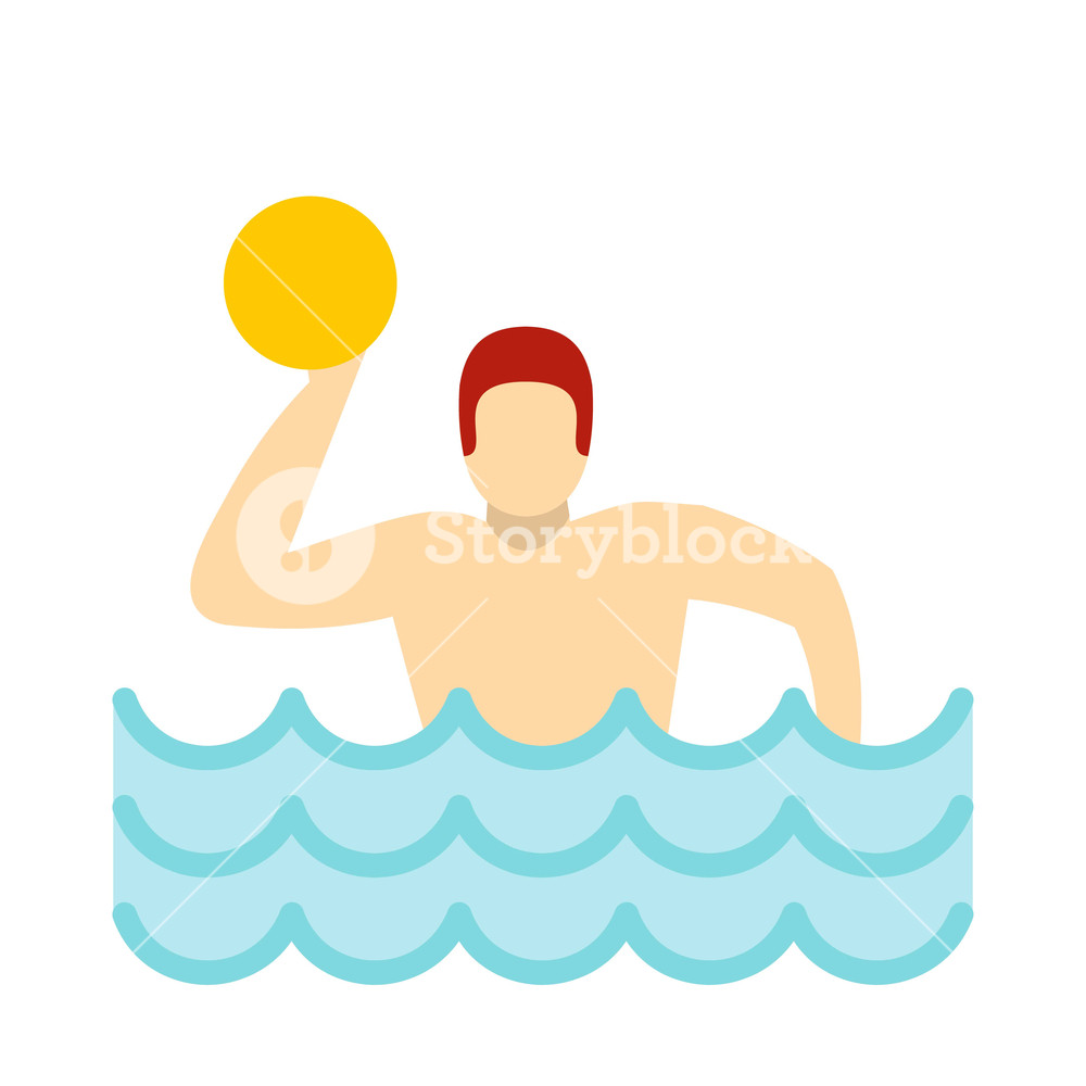 Water Polo Player In Swimming Pool Icon In Flat Style Isolated 1000x1000 Water Polo Player In Swimming Pool Icon In Flat Style Isolated