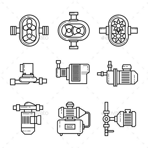 590x590 Download Free Graphicriver Water Pump Vector Line Icons Sets