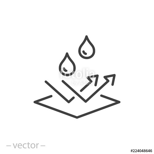 500x500 Water Repellent Surface Icon, Linear Sign Isolated On White