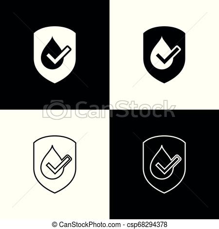 450x470 Set Waterproof Icons Isolated On Black And White Background Water