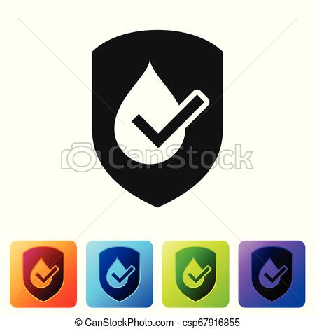 450x470 Black Waterproof Icon Isolated On White Background Water