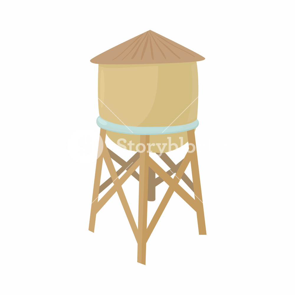1000x1000 Water Tower Icon In Cartoon Style On A White Background Royalty