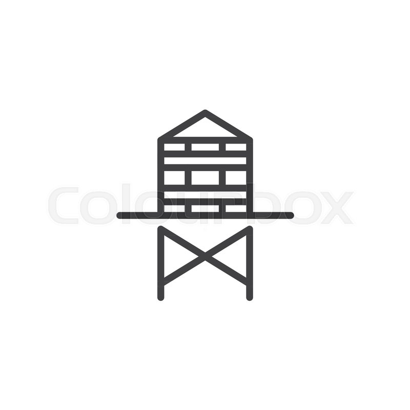 800x800 Water Tower Line Icon, Outline Vector Stock Vector Colourbox