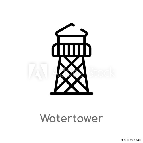 500x500 Outline Watertower Vector Icon Isolated Black Simple Line Element