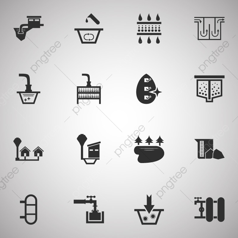 800x800 Water Treatment System And Water Filter Vector Icon Set Design