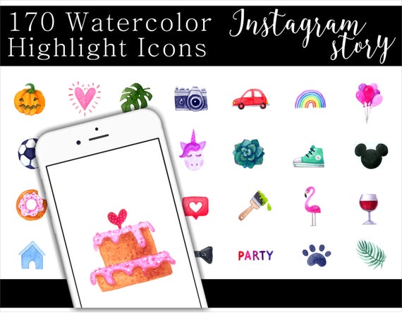 570x444 Instagram Story Covers Watercolor Instagram Story Etsy