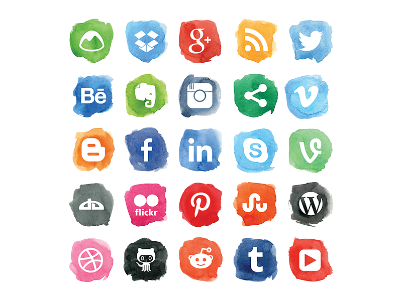 800x600 Social Watercolor Icons