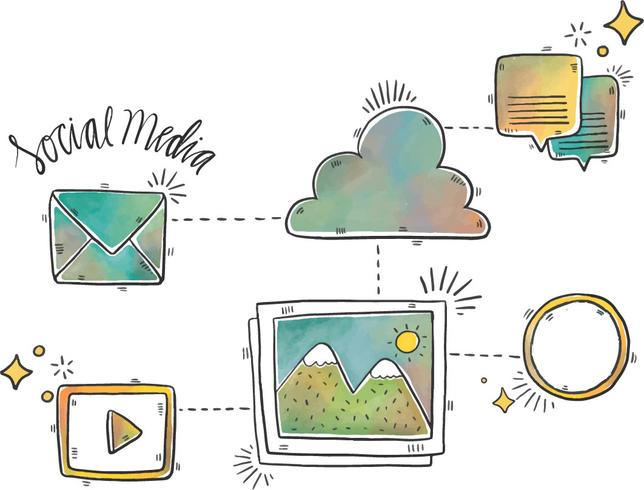 644x490 Watercolor Icon Concept Social Media And Online Comunications