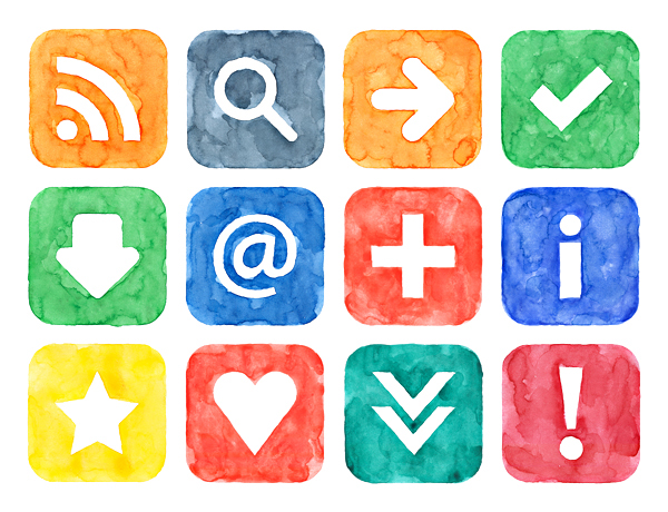 600x460 Watercolor Icon Web Sign Handmade Aquarelle Button On Behance