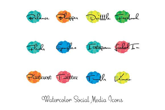 580x386 Watercolor Social Media Icons Graphic