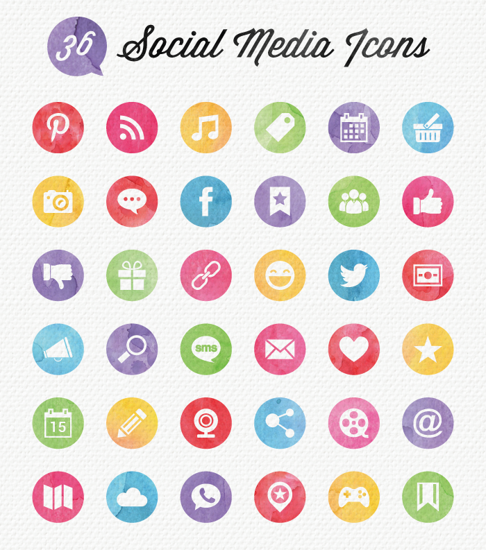 700x793 Social Media Watercolor Icon Set Preview Textuts