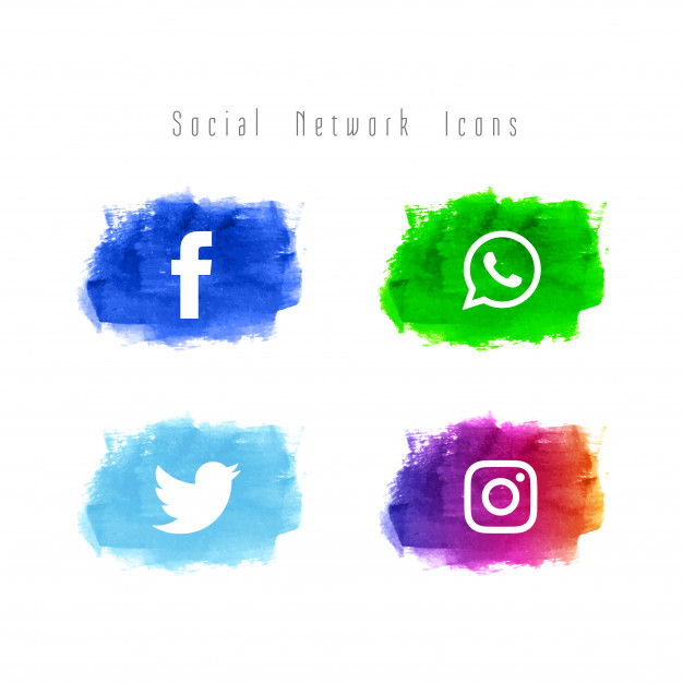 626x626 Abstract Social Network Watercolor Icon Set Vector Free Download