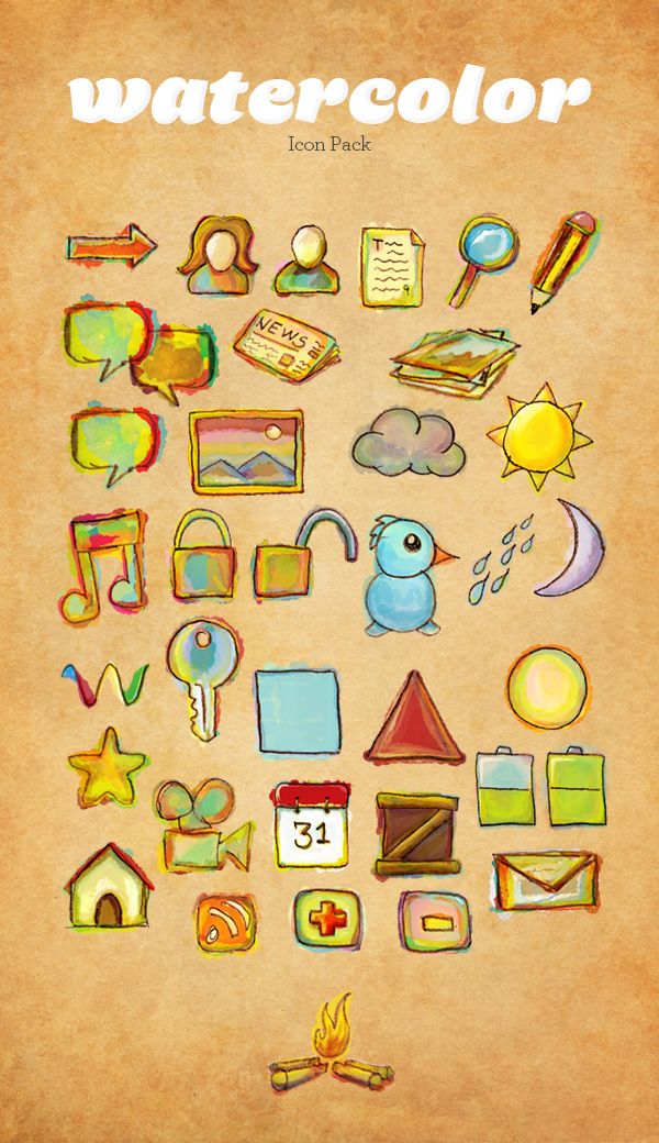 600x1040 Beautiful Watercolor Icon Set Freebies Free Icon Packs, Free