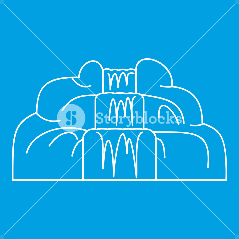 1000x1000 Waterfall Icon Blue Outline Style Isolated Vector Illustration