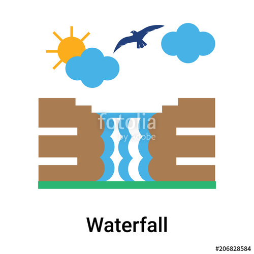 500x500 Waterfall Icon Vector Sign And Symbol Isolated On White Background