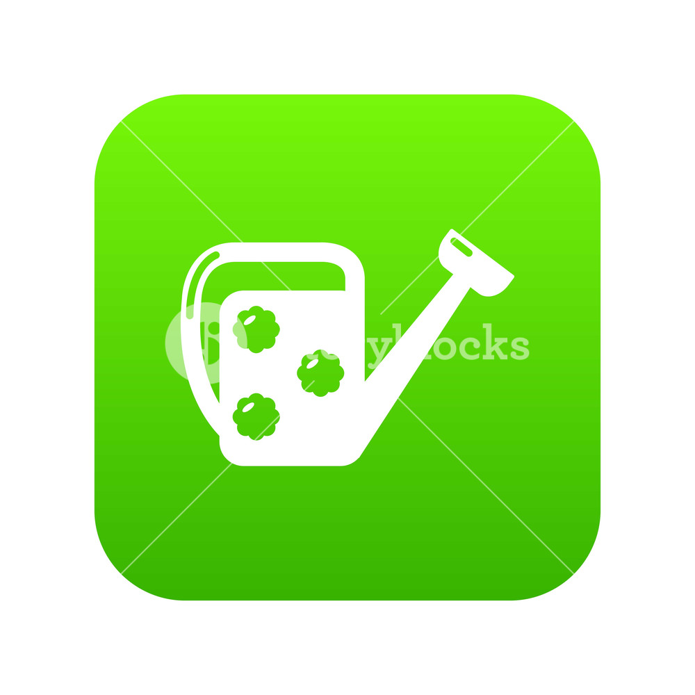 1000x1000 Watering Can Icon Green Vector Isolated On White Background