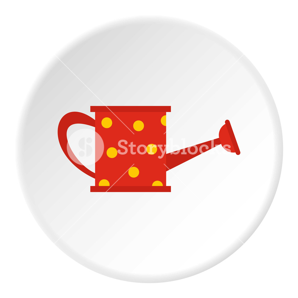 1000x1000 Red Watering Can Icon In Flat Circle Isolated Vector Illustration
