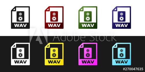 500x250 Set Wav Document Icon Download Wav Button Icon Isolated