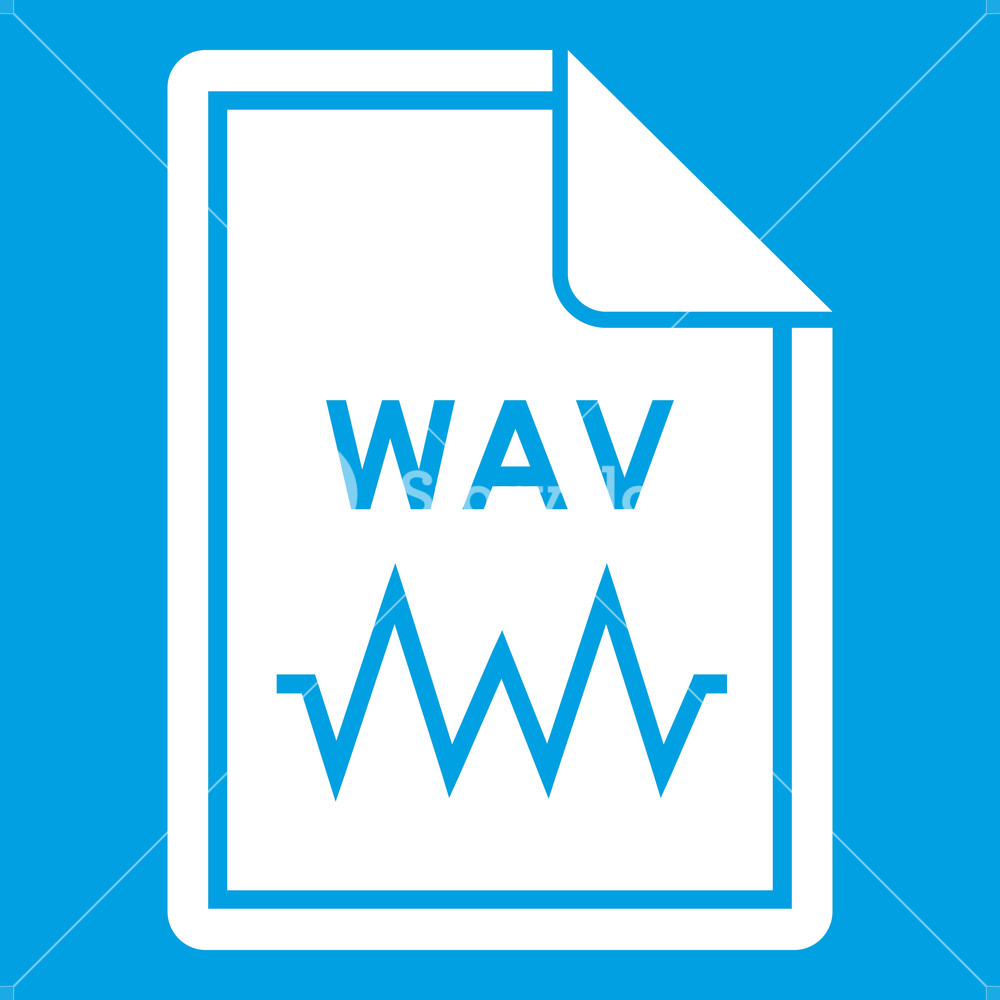 1000x1000 Wav Icon White Isolated On Blue Background Vector