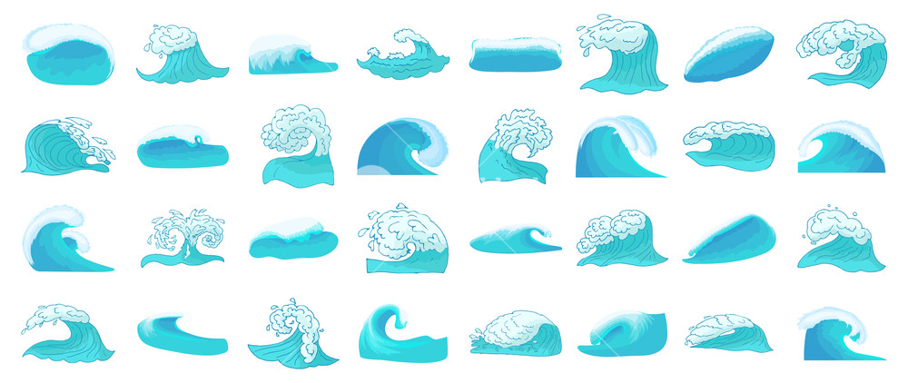1000x422 Wave Icon Set Cartoon Set Of Wave Vector Icons For Web Design