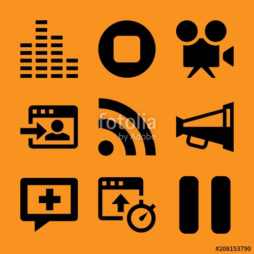 500x500 Road, Badge, Image, Recorder, Contact And Waveform Icon Vector Set