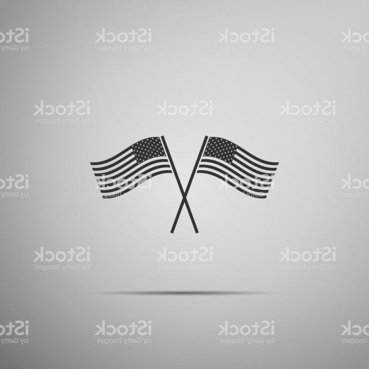 1228x1228 Two Crossed American Waving Flags Icon Isolated On Grey Background