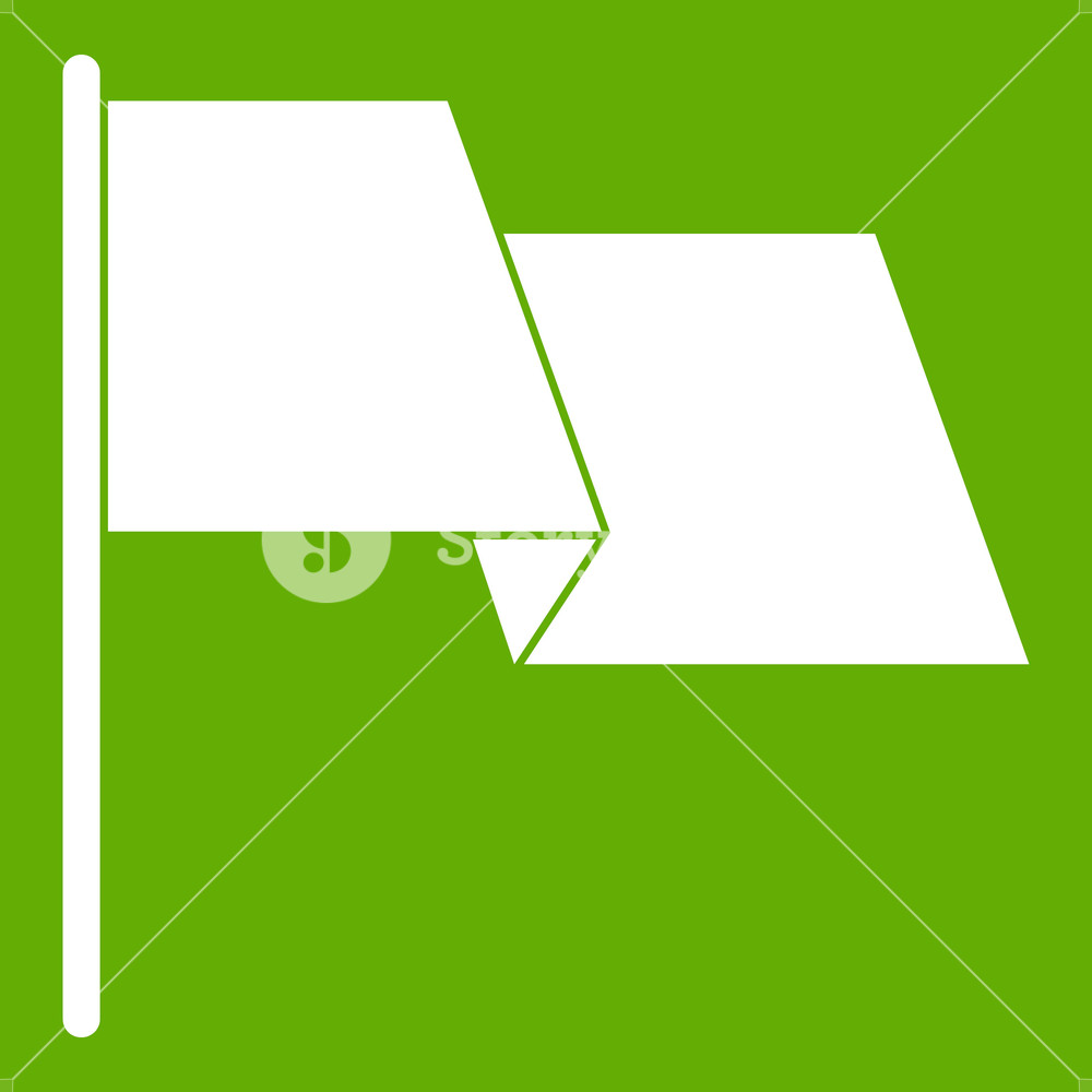 1000x1000 Waving Flag Icon White Isolated On Green Background Vector
